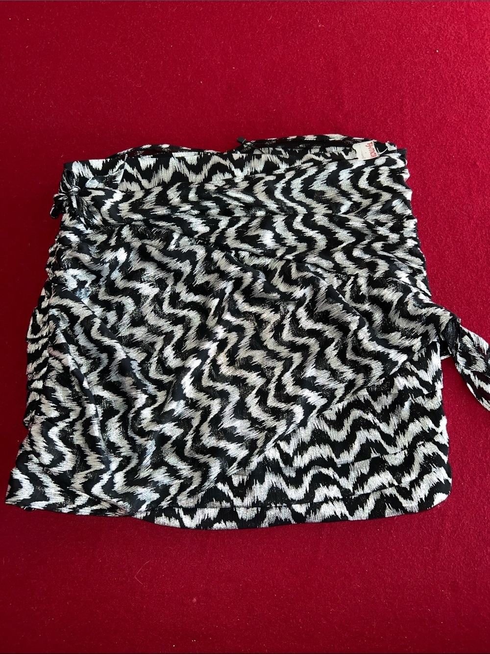 Zara Black & White Abstract Zigzag Skirt